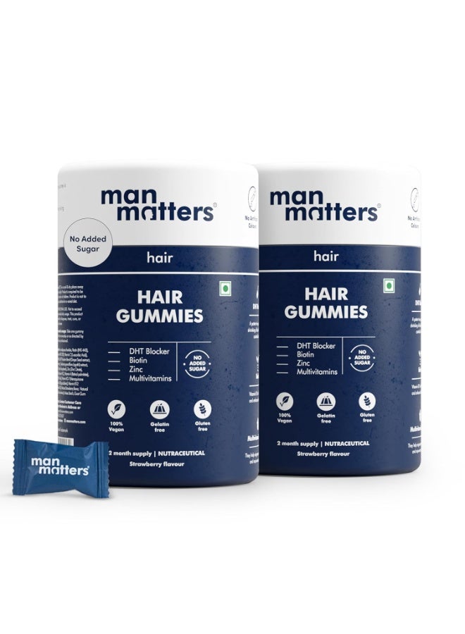 Man Matters Biotin Hair Gummies | 120 Days Pack | No Added Sugar | Enriched with Biotin Vitamin A, C, E & Zinc | Keeps Hair Healthy & Strong |100% Vegetarian - Image 1